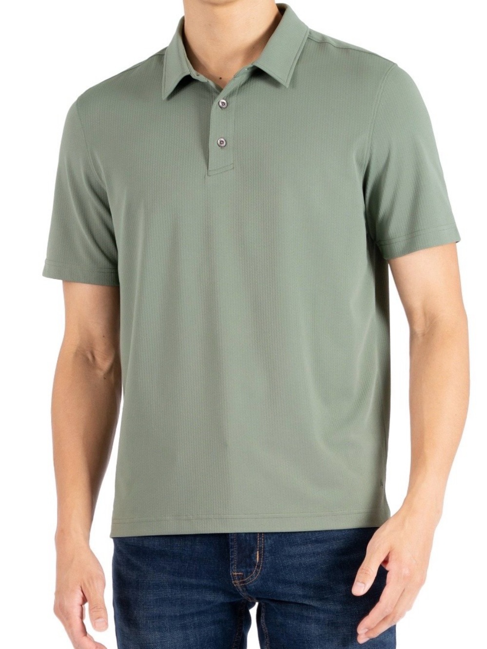 New With Tags-Gerry Men's ShortSleeve Polo MoistureWicking 4-Way Stretch Green M